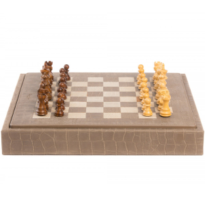 Эксклюзивные шахматы из кожи "Alligator" коричневые